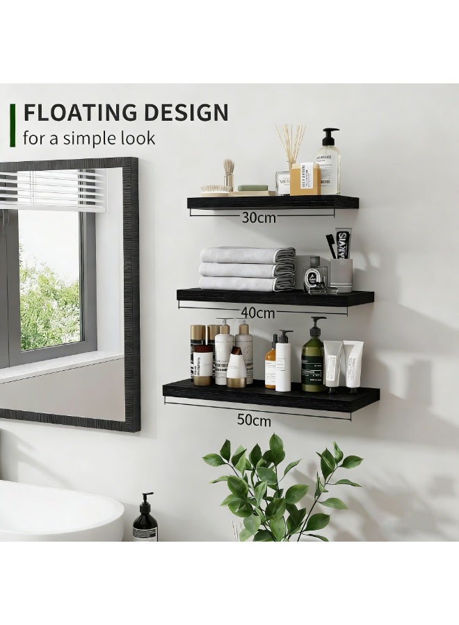 عربست رفوف الجدار العائمة,الجدار الزاوية الزخرفية الرف,3 حزمة الجدار الأسود الرف,الجدار المثبتة الرف الخشبي,الديكور المنزلي المألوف,مناسبة لغرفة النوم / غرفة المعيشة / الحمام / المطبخ / المكتب (30 + 40 + 50 سم) - Image 2